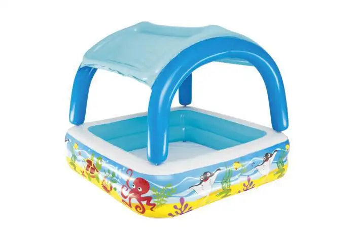 Piscină Gonflabilă Patrata Tip Baldachin pentru Copii 140x140x114 Capacitate 265 L