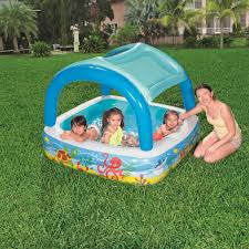 Piscină Gonflabilă Patrata Tip Baldachin pentru Copii 140x140x114 Capacitate 265 L